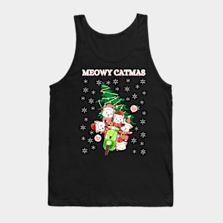 Kawaii Christmas Santa Cats Tank Top